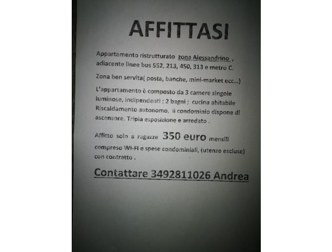 Anteprima foto 1 - Affitto Camera Singola in Altro da Privato a Roma - Alessandrino