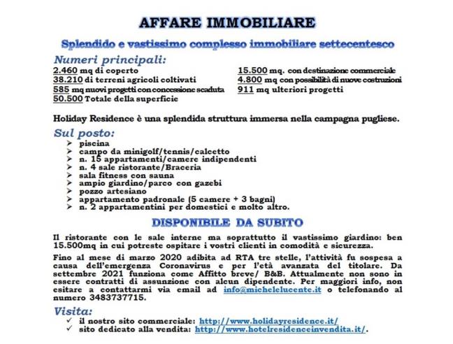 Anteprima foto 1 - Albergo/Struttura ricettiva in Vendita a Casamassima (Bari)